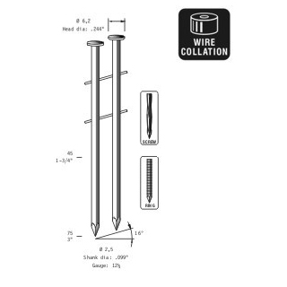 Coils 16° 2,1x40 mm Lisses (B2140)